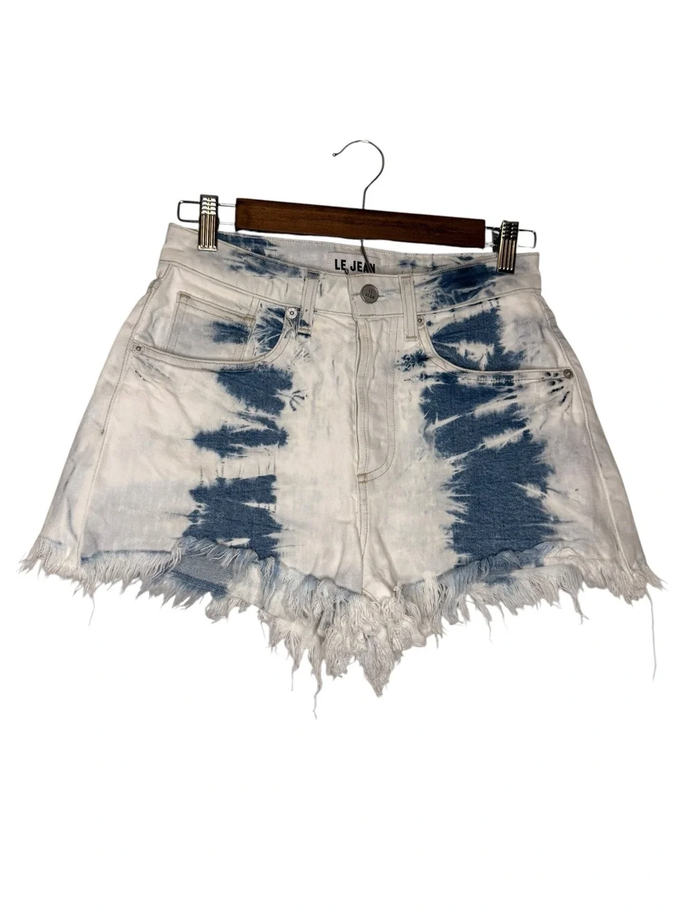 Le Jean Women’s Adele Short Indigo Tie Dye Wash Size 25
